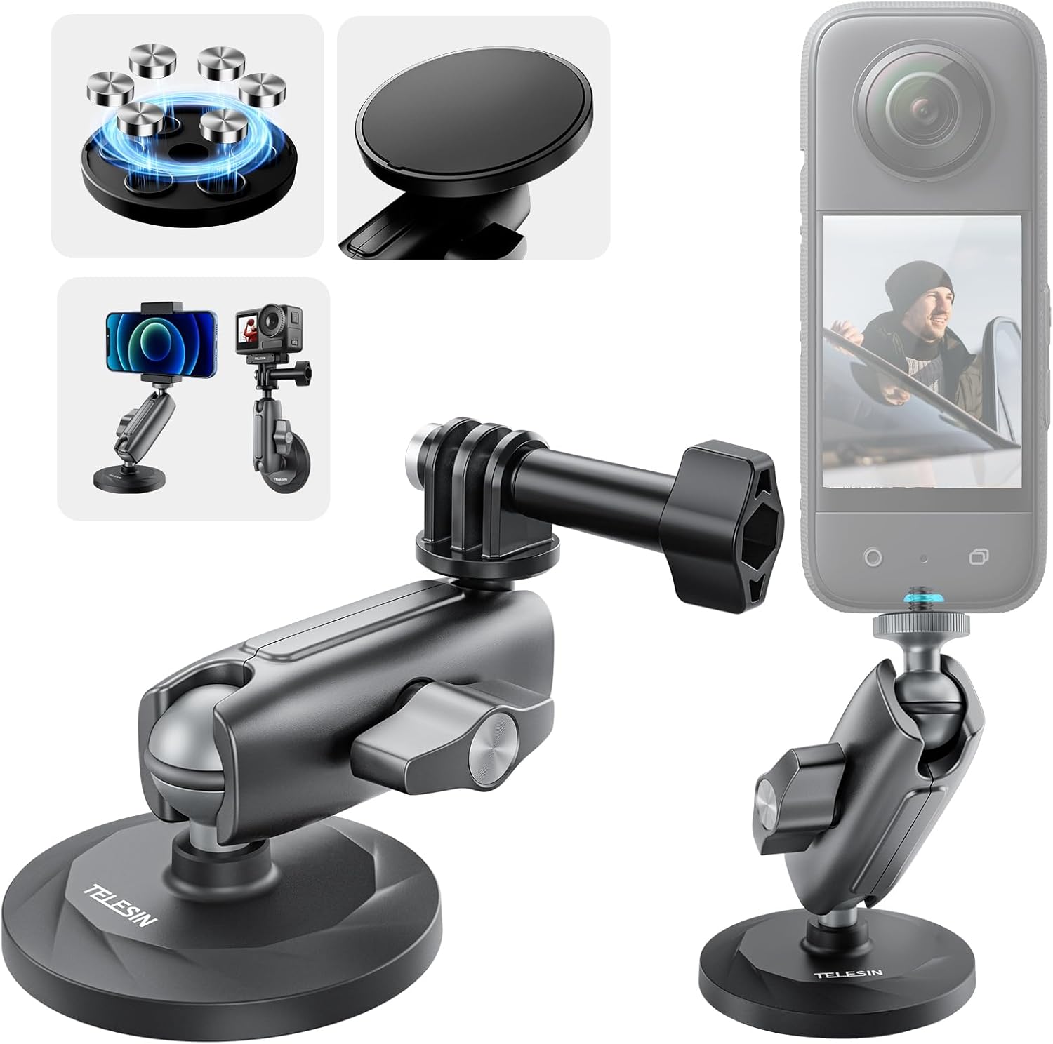 SOPORTE MAGNÉTICO 360 TELESIN PARA CÁMARAS GOPRO INSTA360 Y SIMILARES - 1