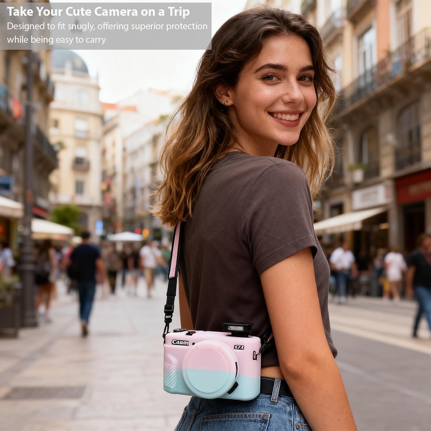 FUNDA PARA CÁMARA CANON G7X MARK II FREVYVE JELLY ROSA VERDE - 2