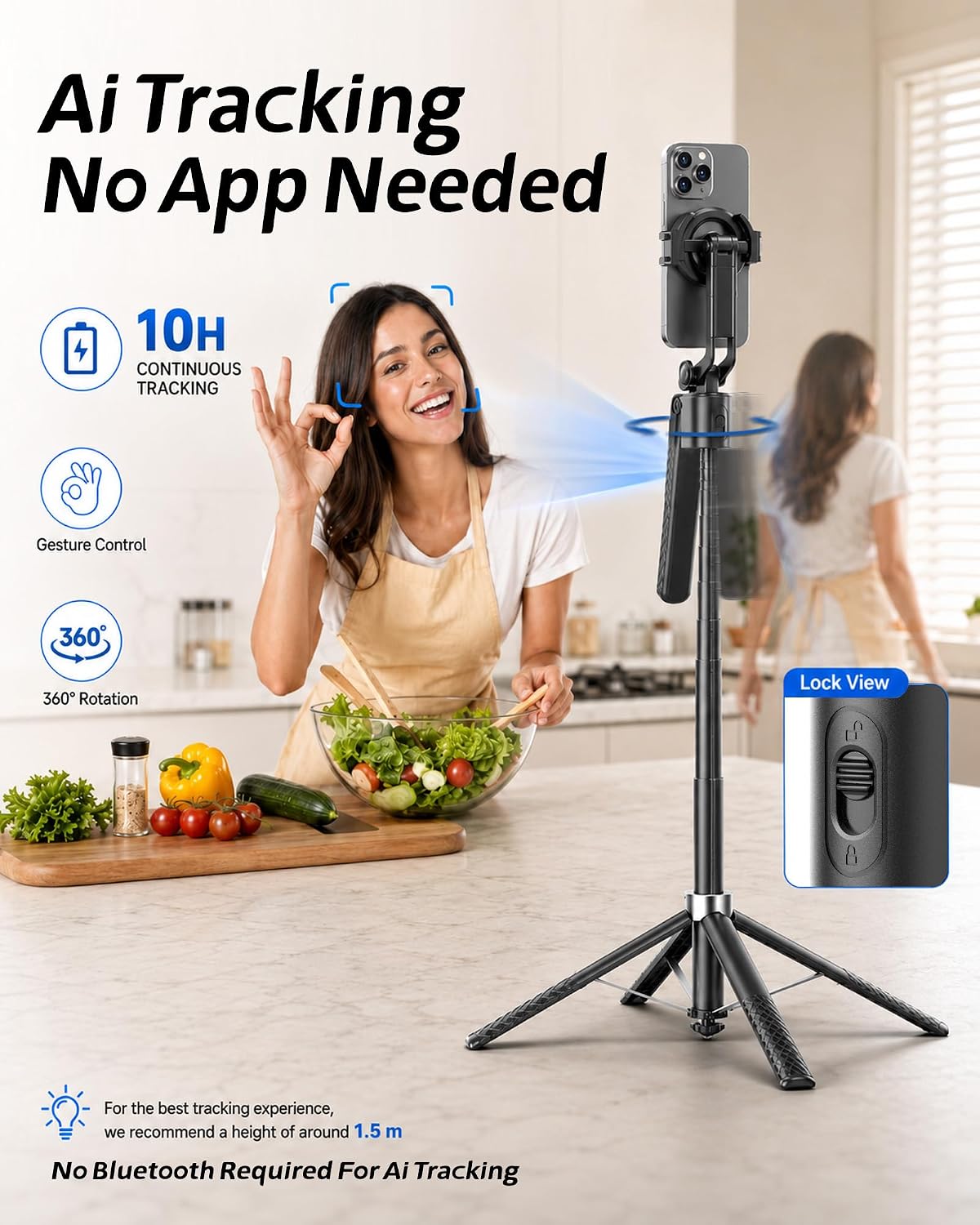 TRÍPODE PARA CÁMARA OLDSHARK 71 PULGADAS CON SEGUIMIENTO FACIAL AUTOMÁTICO Y MONTAJE MAGNÉTICO - 2