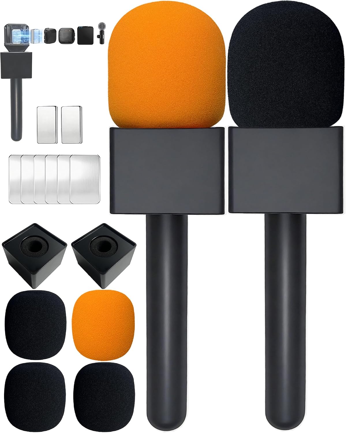 SOPORTE PARA MICRÓFONO MINI UNIVERSAL HODQPPQ 2 UNIDADES NEGRO Y NARANJA - 1