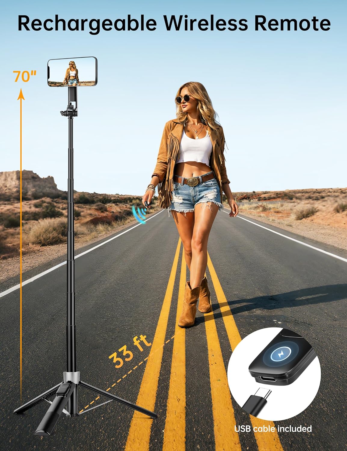 TRÍPODE PARA TELÉFONO VICTIV 70 PULGADAS MAGNÉTICO CON SELFIE STICK - 3