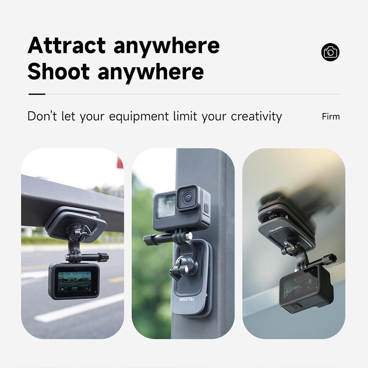 SOPORTE MAGNÉTICO PARA MOCHILA TELESIN 360° CON CLIP PARA CÁMARAS DE ACCIÓN Y TELÉFONOS - 3