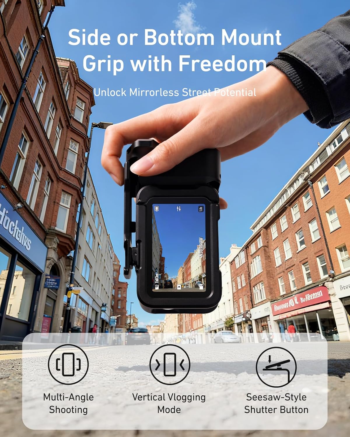 SOPORTE Y EMPUÑADURA PARA CÁMARA TELESIN PARA DJI OSMO ACTION 6 ALUMINIO - 4