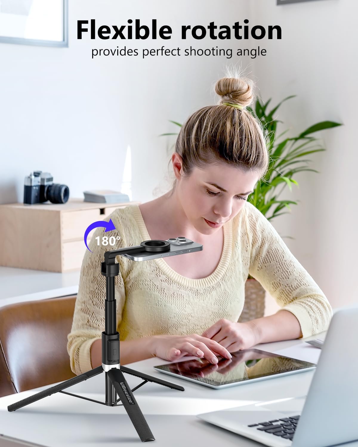 TRÍPODE PARA TELÉFONO UBEESIZE MAGNÉTICO CON CONTROL REMOTO Y EXTENSIÓN HASTA 64'' NEGRO - 5