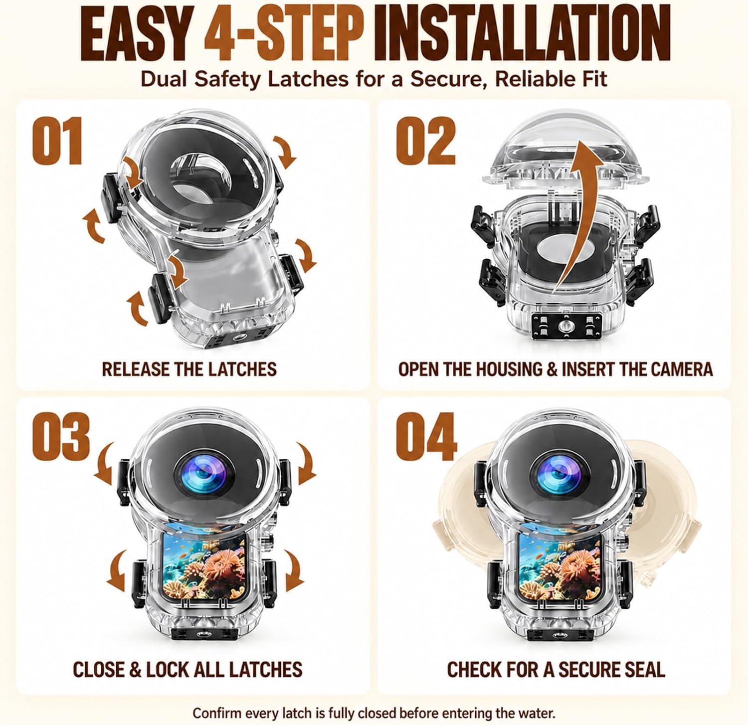 ESTUCHE SUMERGIBLE INVISIBLE DIVE CASE PRO PARA INSTA360 X6 60M - 4