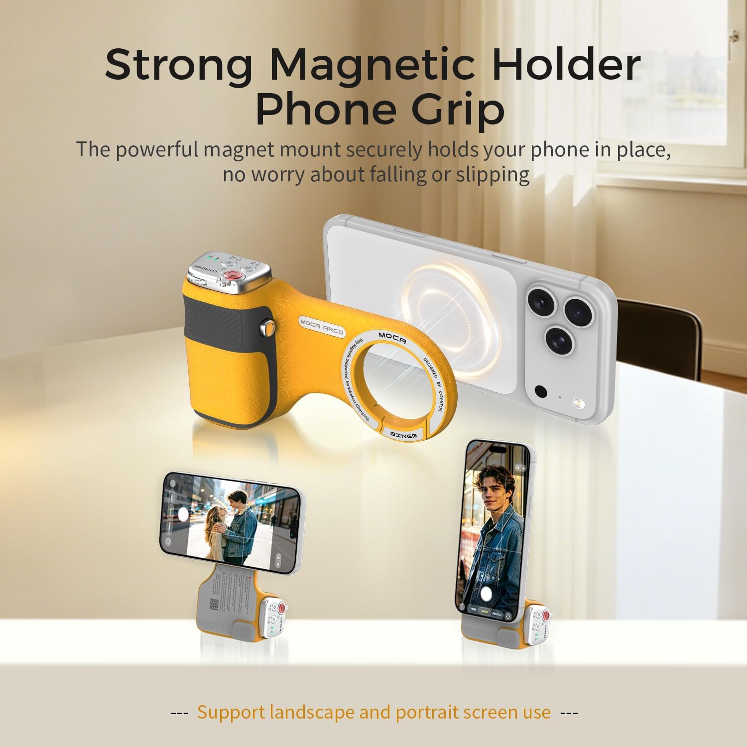 SOPORTE MAGNÉTICO PARA CÁMARA COMITOK MAG-SAFE CON CONTROL REMOTO RECARGABLE Y MONTURA PARA TELÉFONO - 5