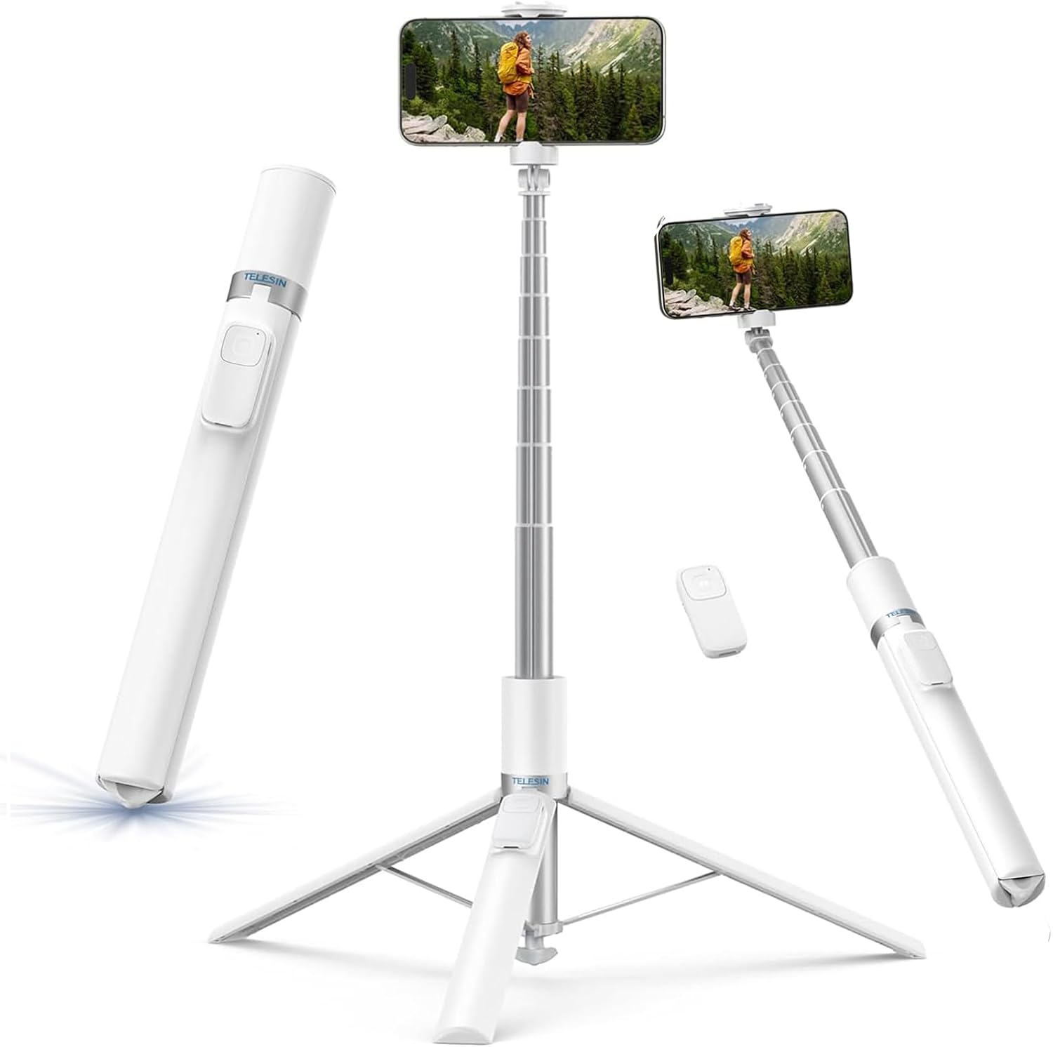 TRÍPODE PARA TELÉFONO TELESIN 70 PULGADAS CON APERTURA AUTOMÁTICA Y CONTROL REMOTO BLUETOOTH - 1