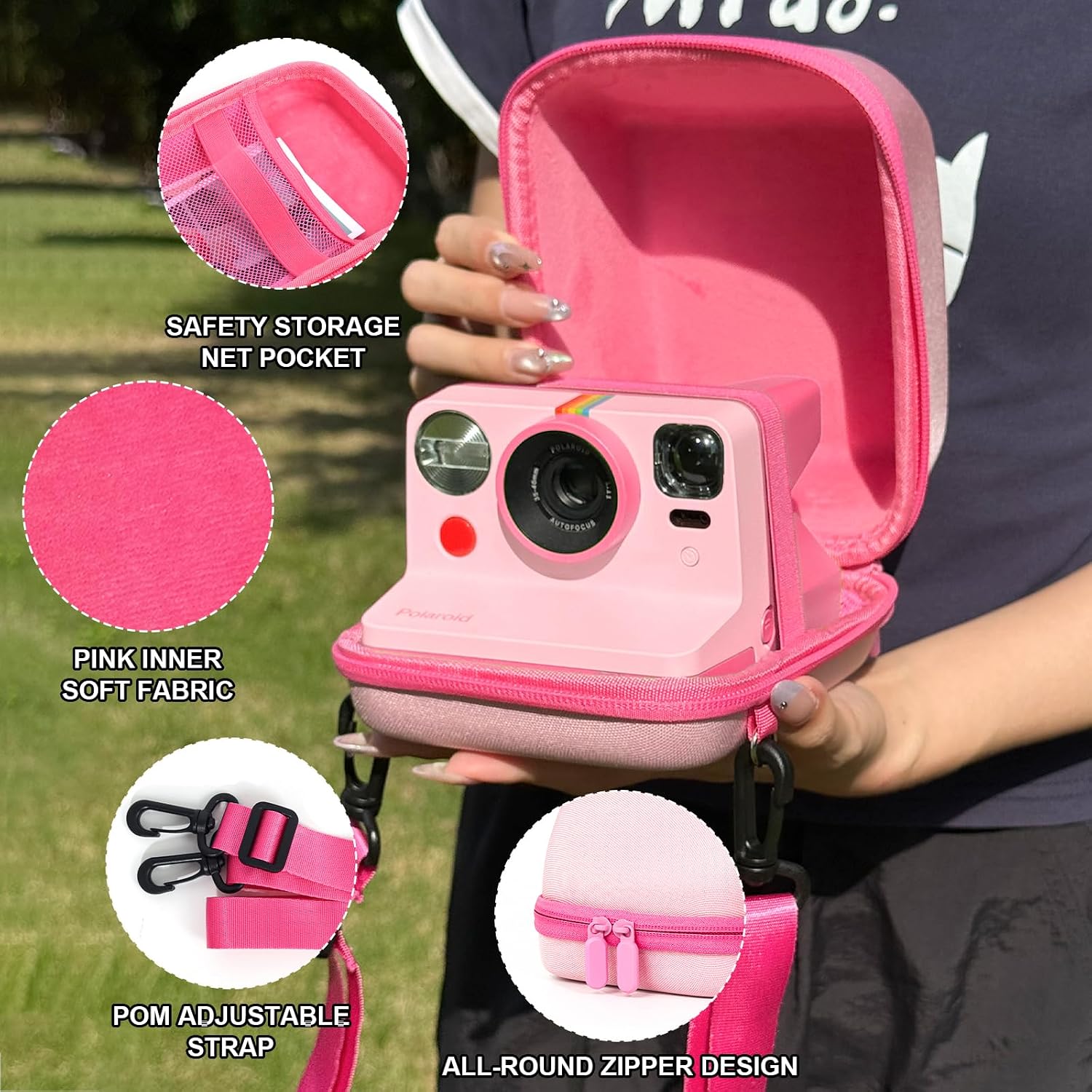 FUNDA PARA CÁMARA WOGOZAN PARA POLAROID NOW/NOW+/I-TYPE/FLIP INSTANTÁNEA ROSA - 4