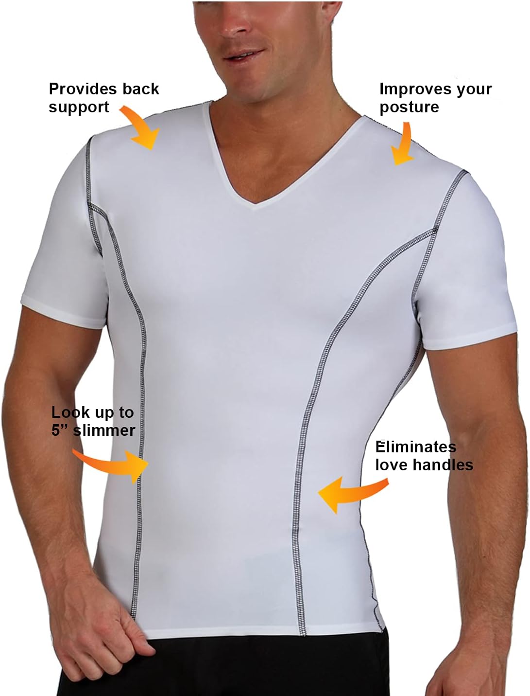 CAMISETA MOLDEADORA PARA HOMBRE INSTA SLIM V-NECK COMPRESIÓN - 5