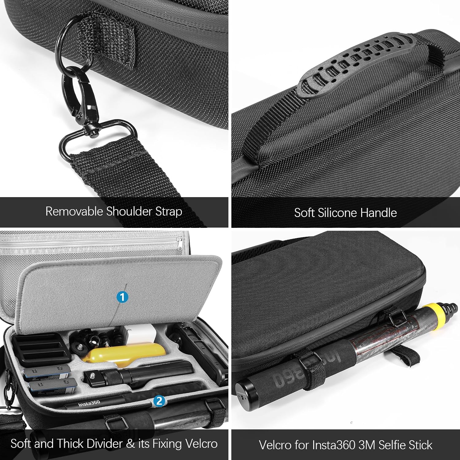 ESTUCHE PARA ACCESORIOS AMAZEAR PARA INSTA360 X6 X5 X4 AIR NEGRO - 4