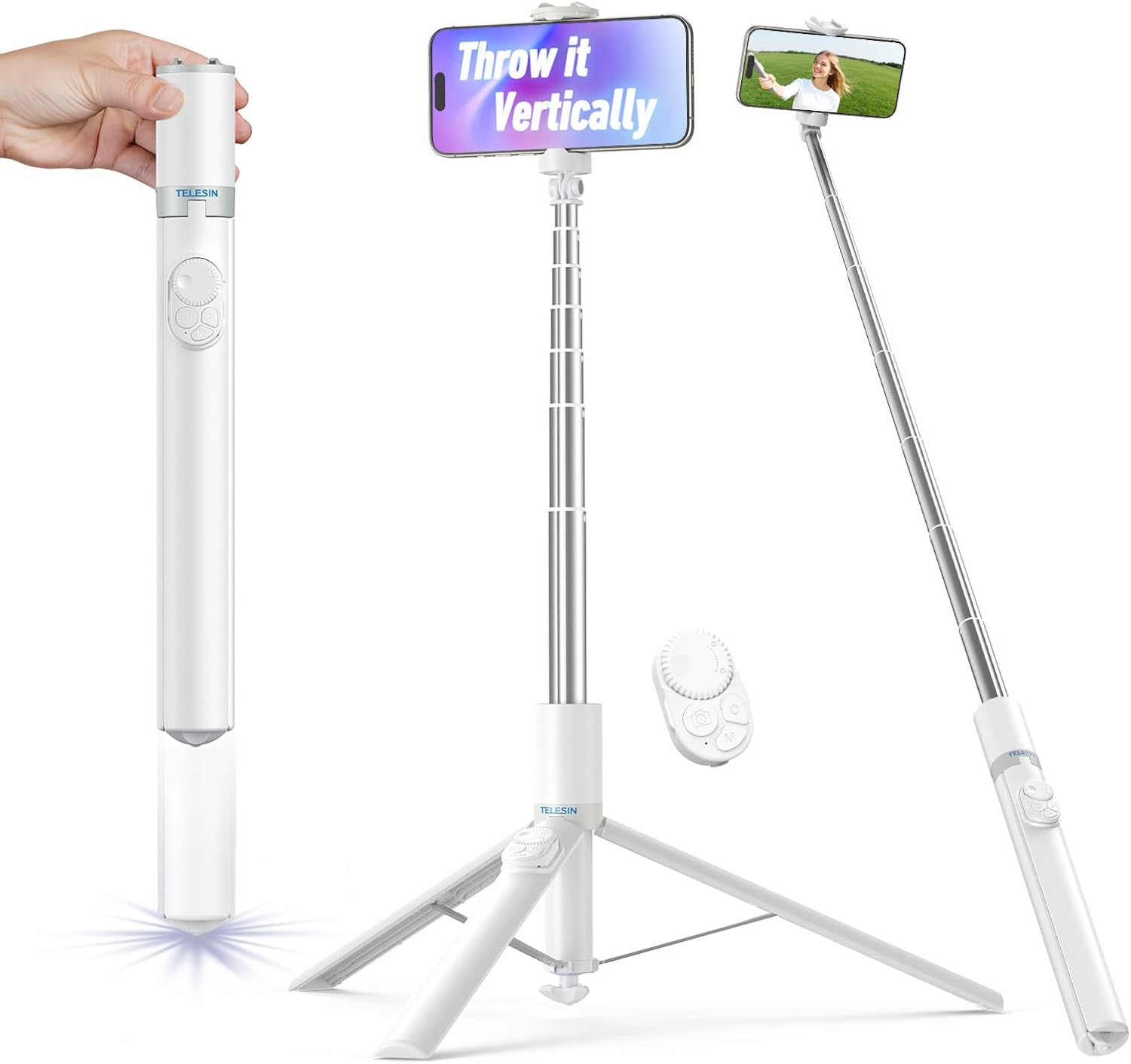 TRÍPODE PARA CELULAR TELESIN 67 PULGADAS CON CONTROL REMOTO Y APERTURA AUTOMÁTICA - 1