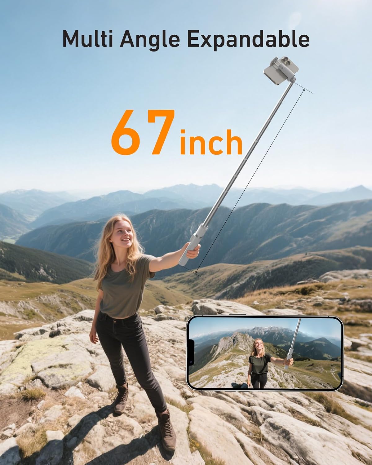 TRÍPODE PARA CELULAR TELESIN 67 PULGADAS CON CONTROL REMOTO Y APERTURA AUTOMÁTICA - 5
