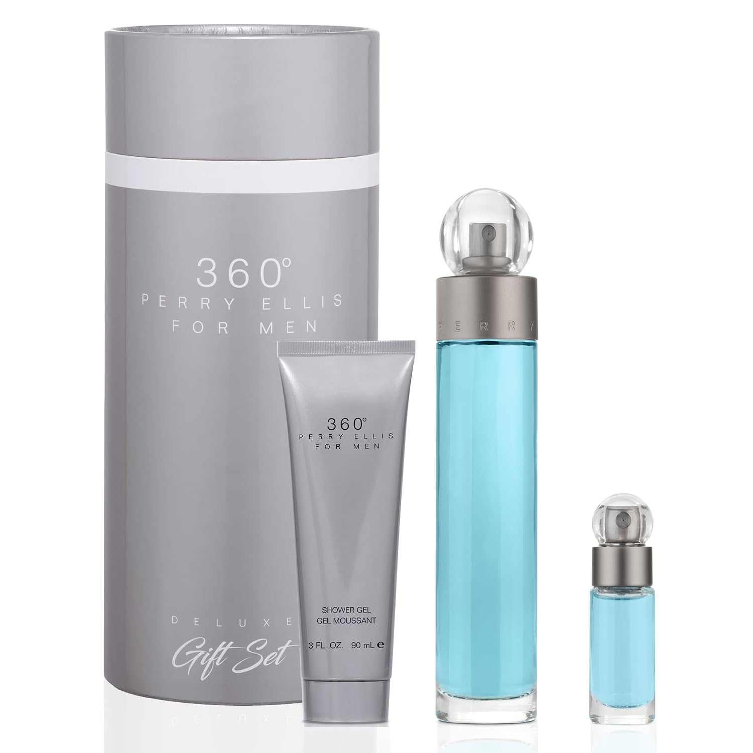 SET DE PERFUME PERRY ELLIS 360° FOR MEN 3 PIEZAS EDT, MINI EDT Y GEL DE DUCHA - 1