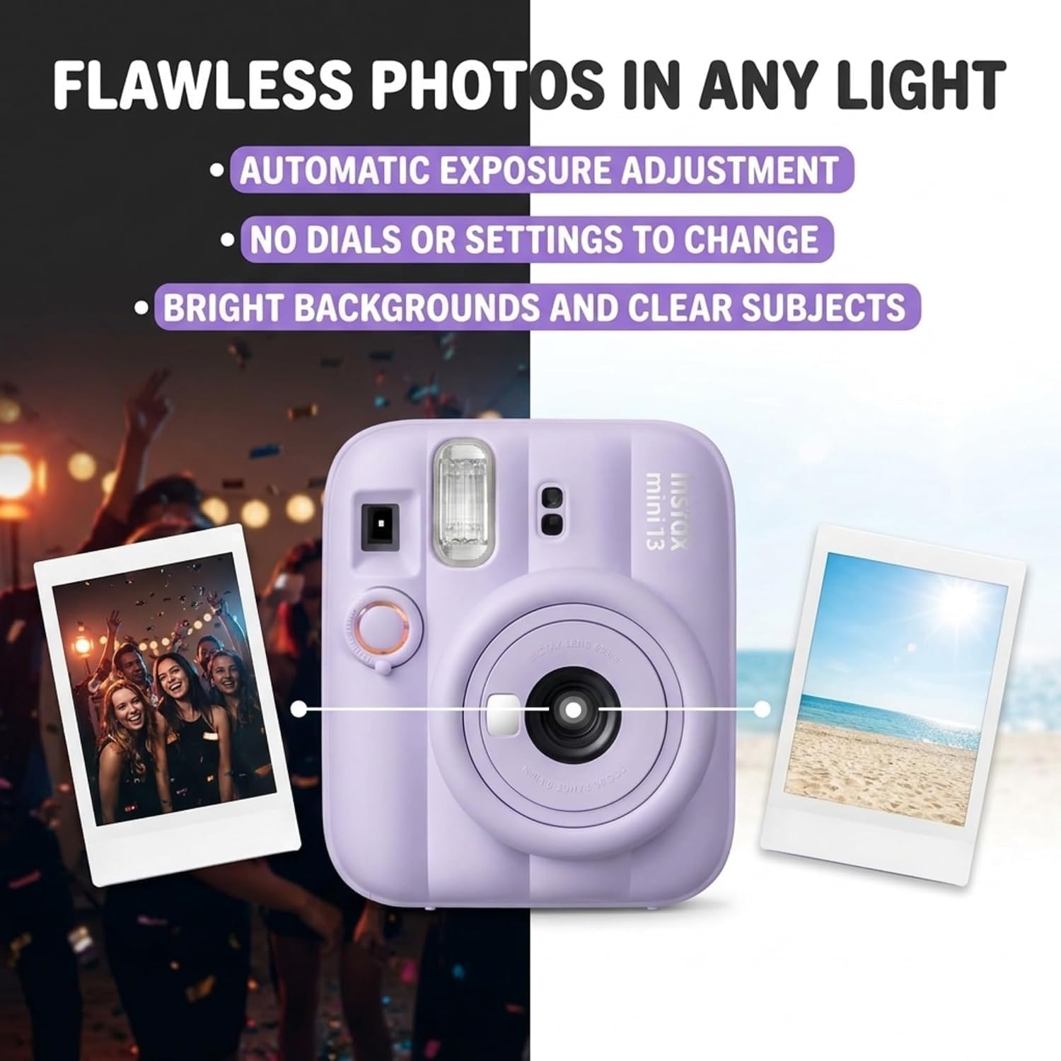 CÁMARA INSTANTÁNEA FUJIFILM INSTAX MINI 13 DREAMY PURPLE CON PELÍCULA DE 20 HOJAS - 4