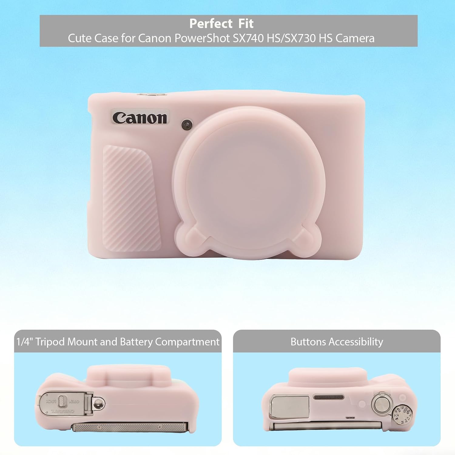 CARCASA PARA CÁMARA CANON POWERSHOT SX740 HS SX730 HS FREVYVE JELLY ROSA - 5