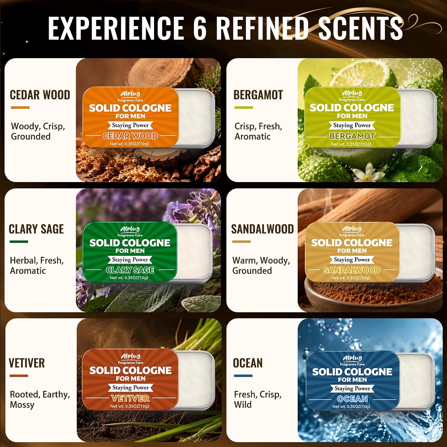 PERFUME SÓLIDO PARA HOMBRE ALPLUG 6 AROMAS PACK - 2