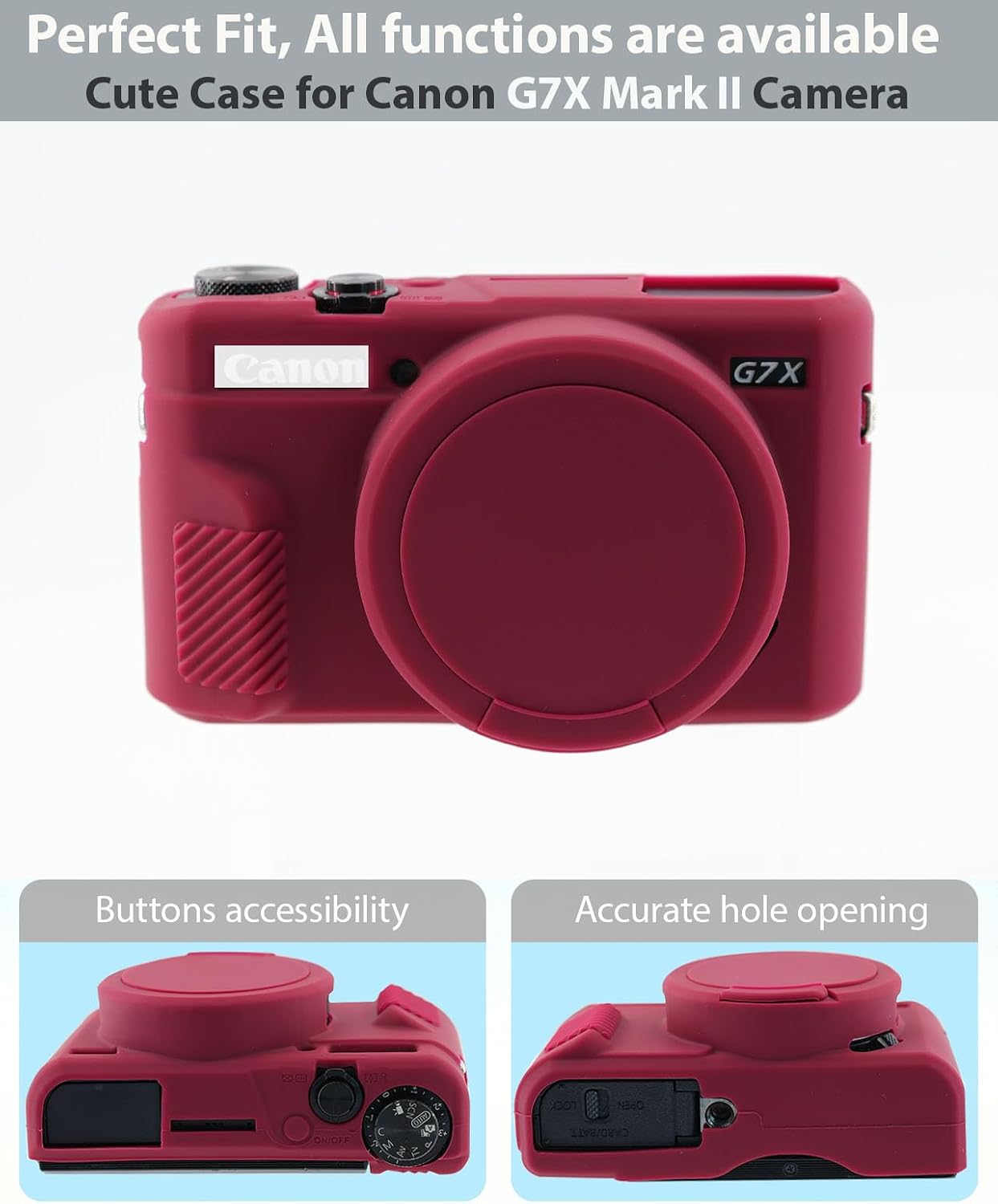 FUNDA PARA CÁMARA CANON G7X MARK II FREVYVE ROJO OSCURO - 2