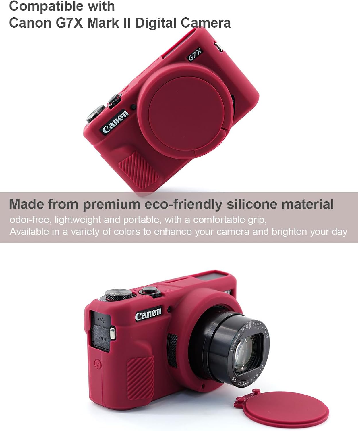 FUNDA PARA CÁMARA CANON G7X MARK II FREVYVE ROJO OSCURO - 3