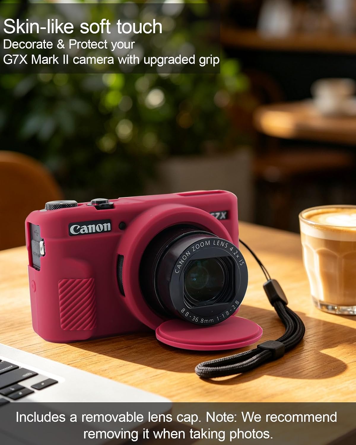 FUNDA PARA CÁMARA CANON G7X MARK II FREVYVE ROJO OSCURO - 4
