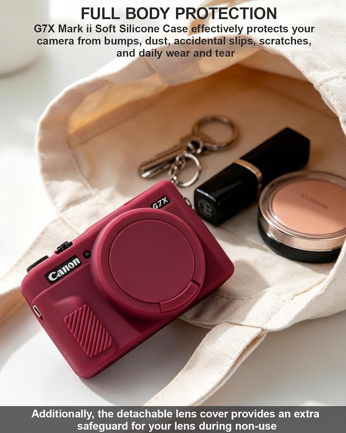 FUNDA PARA CÁMARA CANON G7X MARK II FREVYVE ROJO OSCURO - 5