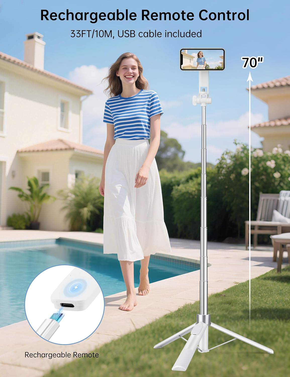 TRÍPODE PARA CÁMARA VICTIV 70 PULGADAS MAGNÉTICO EXTENSIBLE CON CONTROL REMOTO - 3