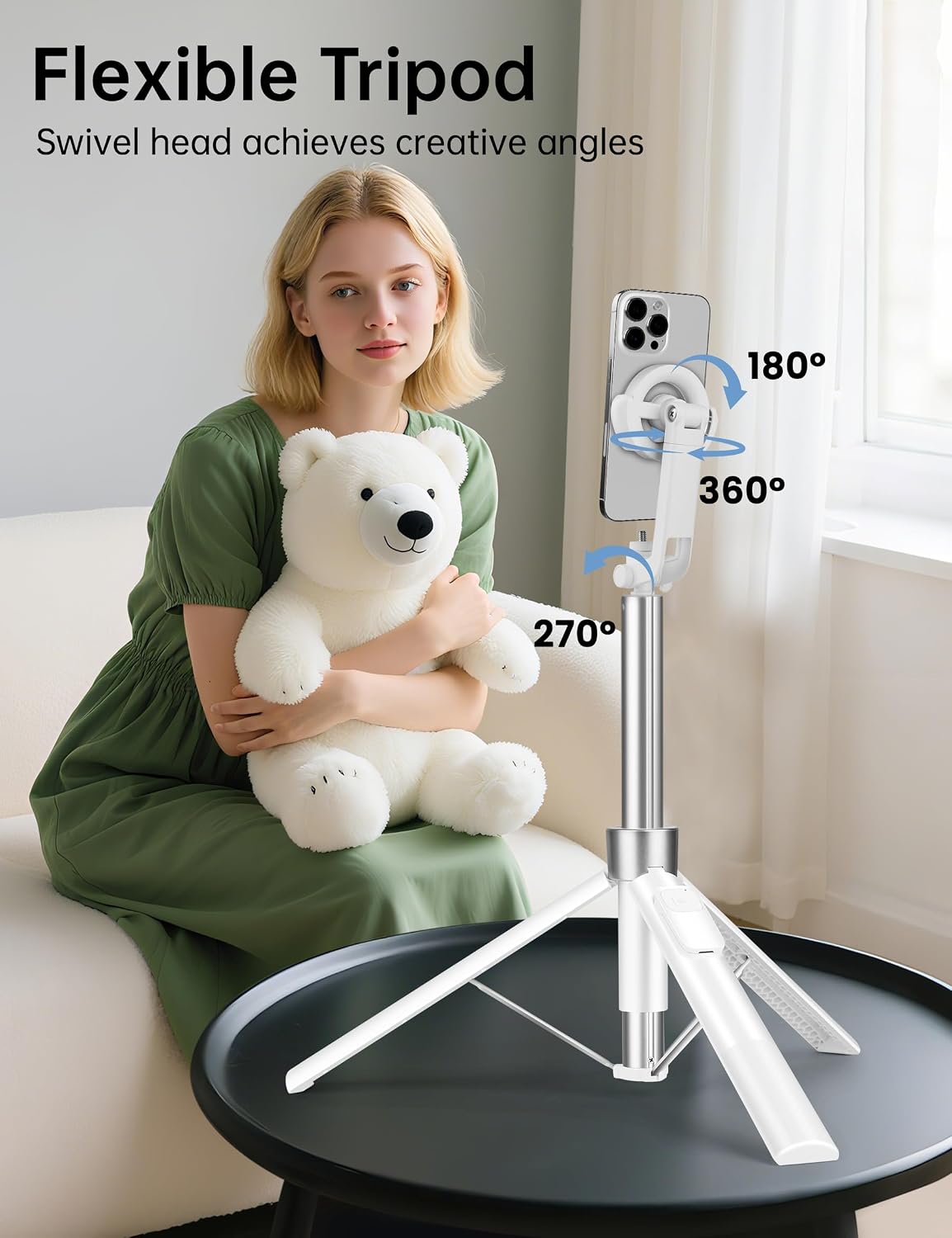 TRÍPODE PARA CÁMARA VICTIV 70 PULGADAS MAGNÉTICO EXTENSIBLE CON CONTROL REMOTO - 5
