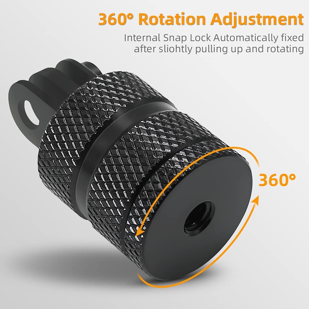 ADAPTADOR PARA TRÍPODE SKEZN ALUMINIO 1/4'-20 CON ROTACIÓN 360° COMPATIBLE CON GOPRO Y DJI - 3