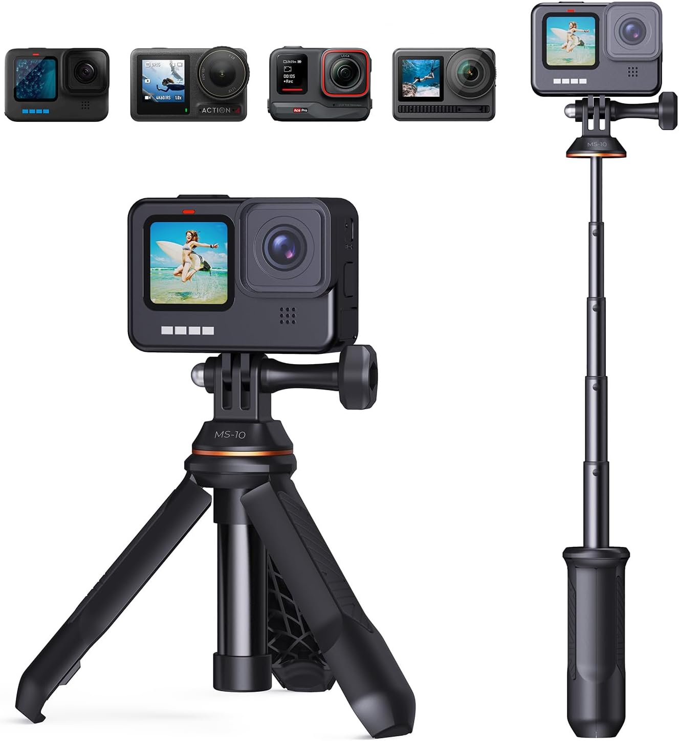 SOPORTE PARA CÁMARA DE ACCIÓN KYF CONCEPT MINI SELFIE STICK TRIPOD 33.5 CM - 1