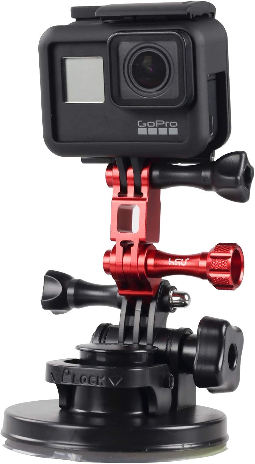 SOPORTE PARA CÁMARA HSU BRAZO AJUSTABLE DE ALEACIÓN DE ALUMINIO ROJO PARA GOPRO Y DJI OSMO ACTION - 4