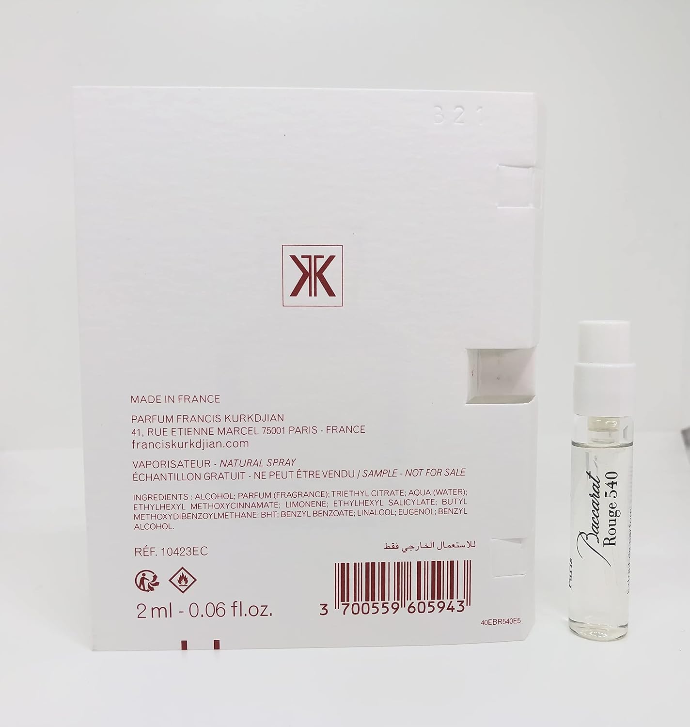PERFUME MAISON FRANCIS KURKDJIAN BACCARAT ROUGE 540 EXTRAIT DE PARFUM 2ML - 3