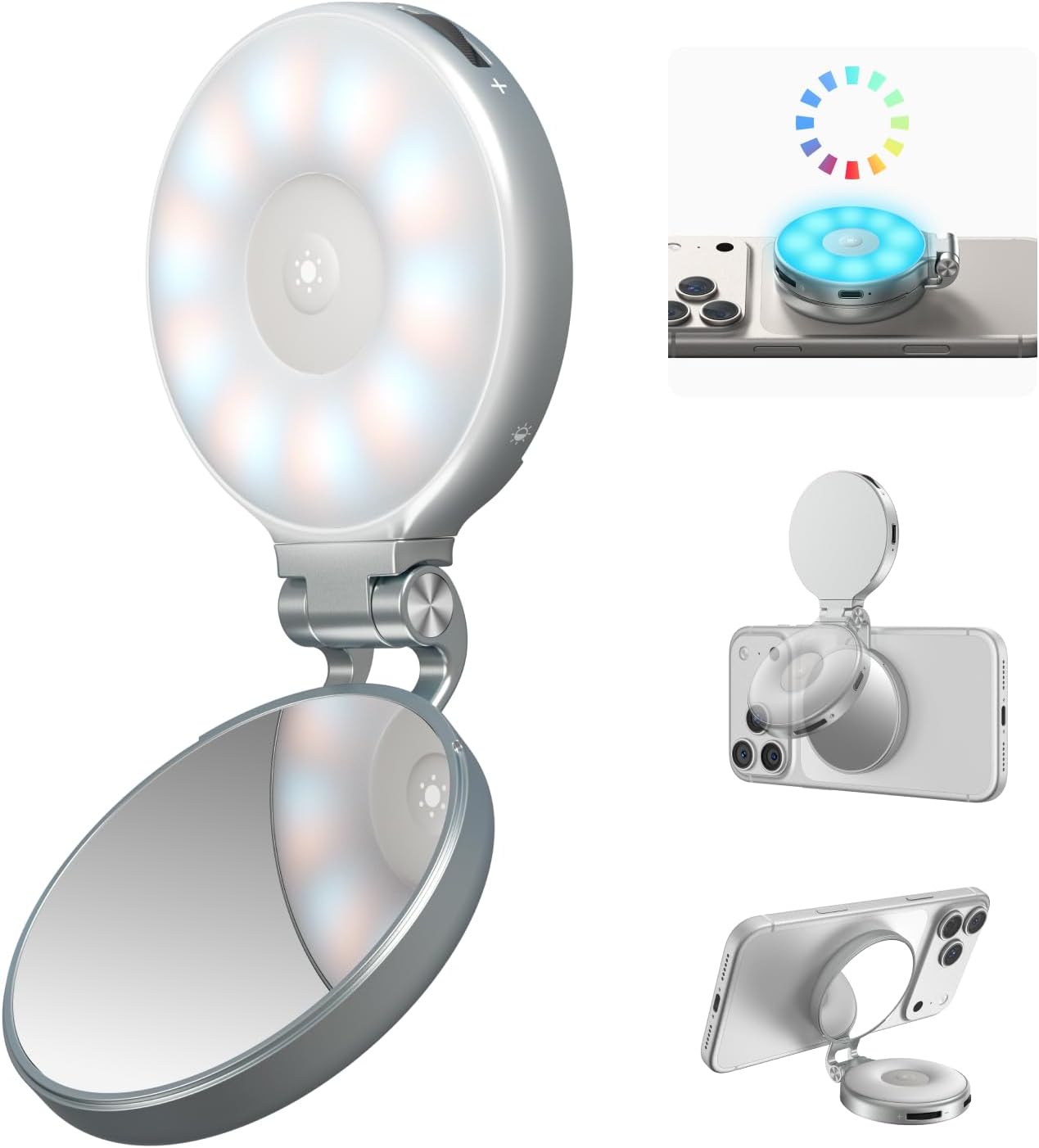 ILUMINADOR TELESIN 4 EN 1 RGB CON ESPEJO PARA CELULAR - 1