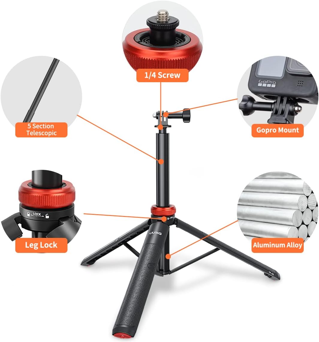 TRÍPODE PARA CÁMARA VRIG SELECT UURIG TELESCÓPICO CON SELFIE STICK Y GRIP IMPERMEABLE - 3