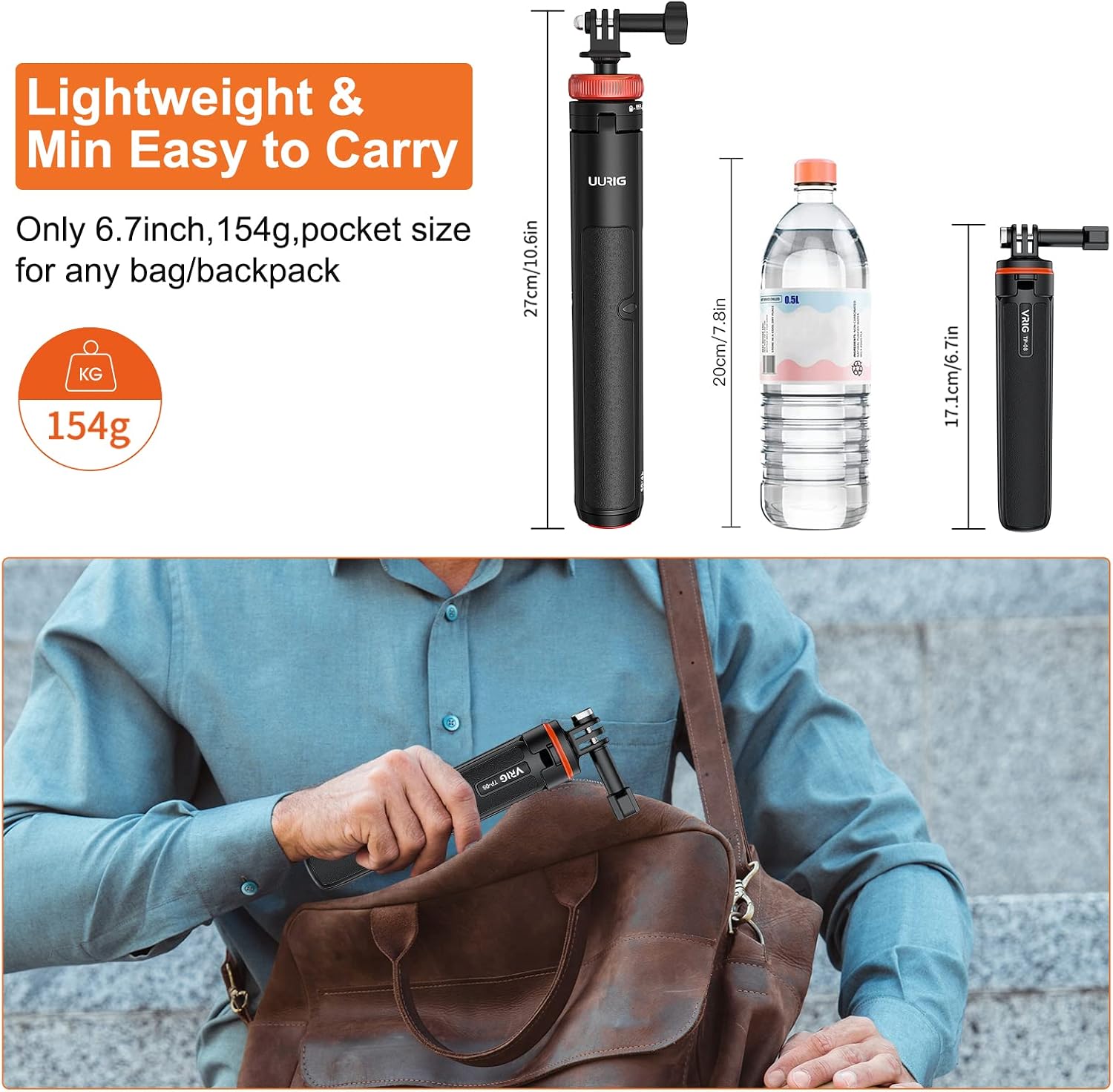 TRÍPODE PARA CÁMARA VRIG 20.1 PULGADAS MINI EXTENSIBLE PARA GOPRO Y DJI OSMO - 5