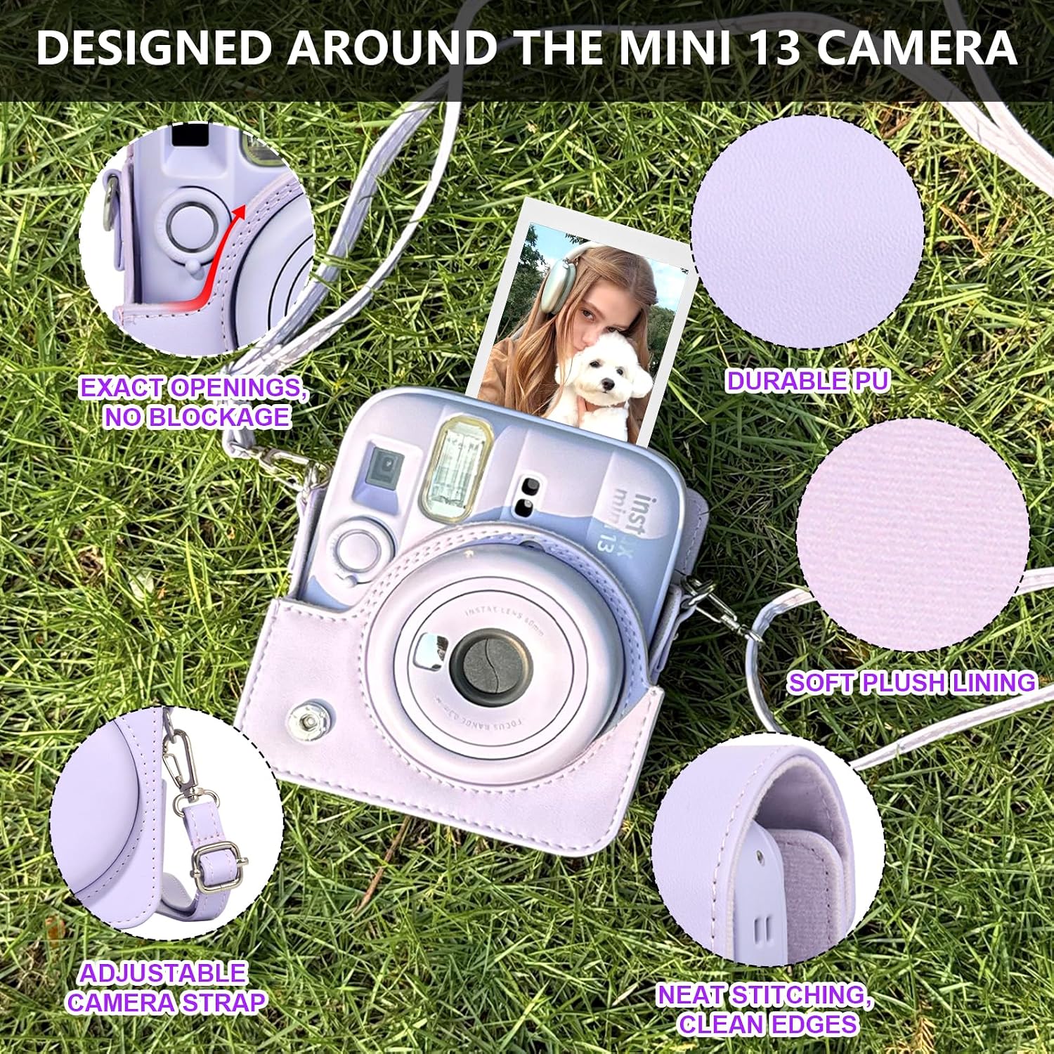 FUNDA PARA CÁMARA WOGOZAN FUJIFILM INSTAX MINI 13 MORADO - 4