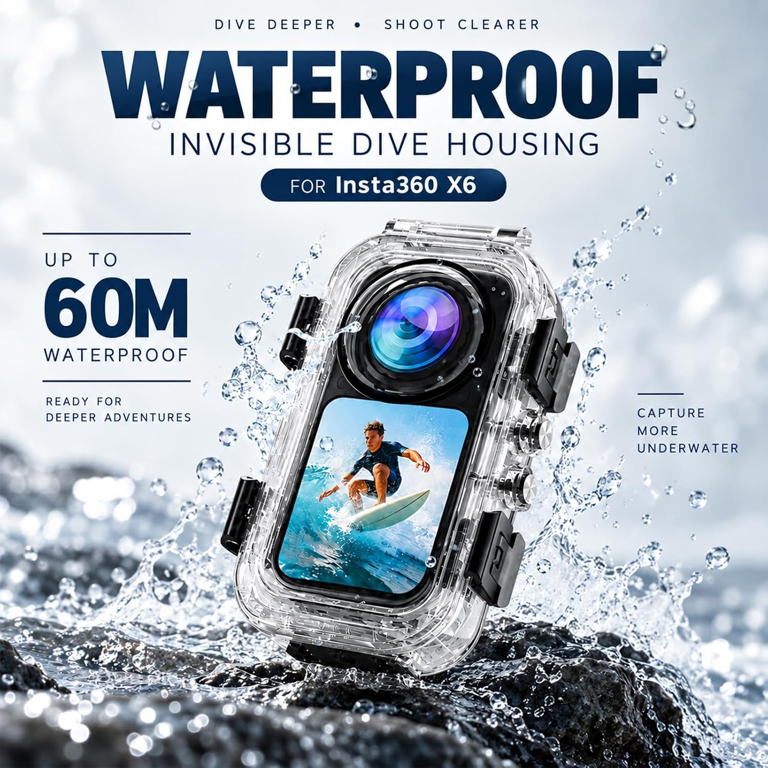 ESTUCHE SUMERGIBLE PARA INSTA360 X6 IMPERMEABLE HASTA 60M CON LIBERACIÓN RÁPIDA - 2