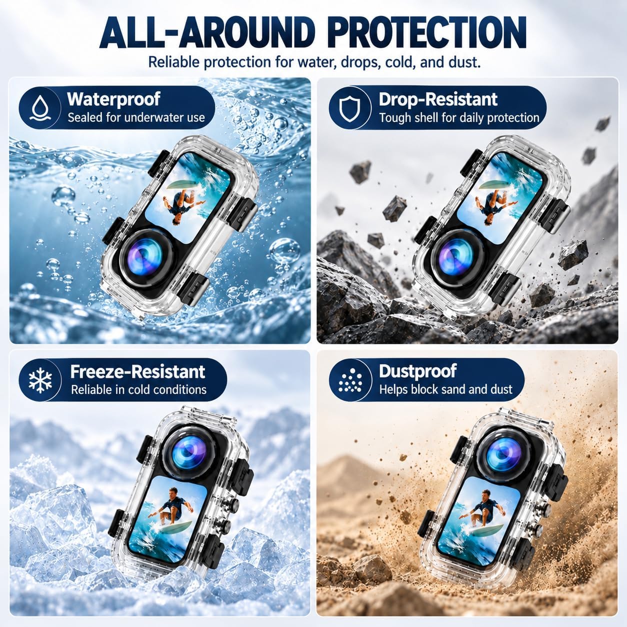 ESTUCHE SUMERGIBLE PARA INSTA360 X6 IMPERMEABLE HASTA 60M CON LIBERACIÓN RÁPIDA - 3