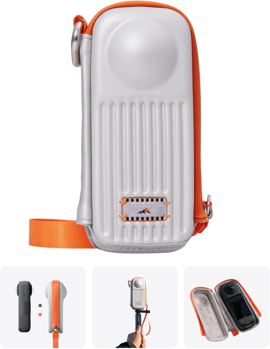 CARCASA PARA CÁMARA TELESIN DISADV PARA INSTA360 X5/X4/X4 AIR PLATA - 1