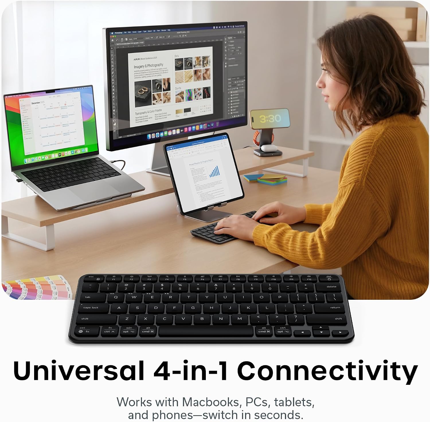 TECLADO INALÁMBRICO SATECHI SLIM EX1 4-EN-1 SPACE BLACK - 2