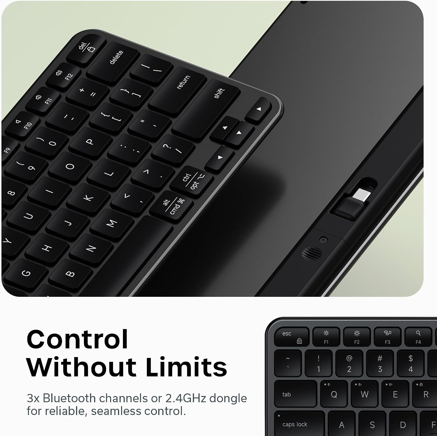 TECLADO INALÁMBRICO SATECHI SLIM EX1 4-EN-1 SPACE BLACK - 3