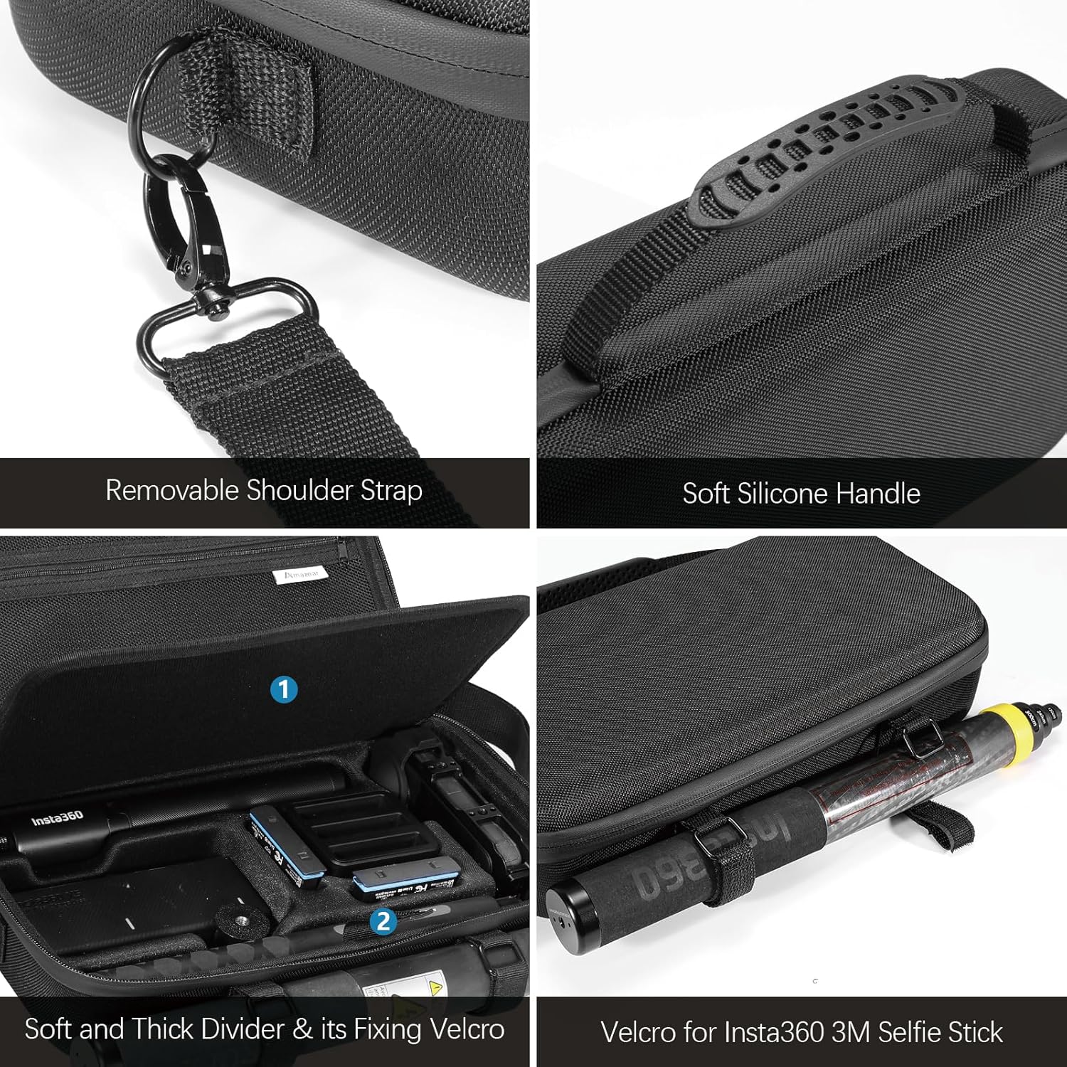 ESTUCHE AMAZEAR PARA ACCESORIOS INSTA360 X6 IMPERMEABLE NEGRO - 4