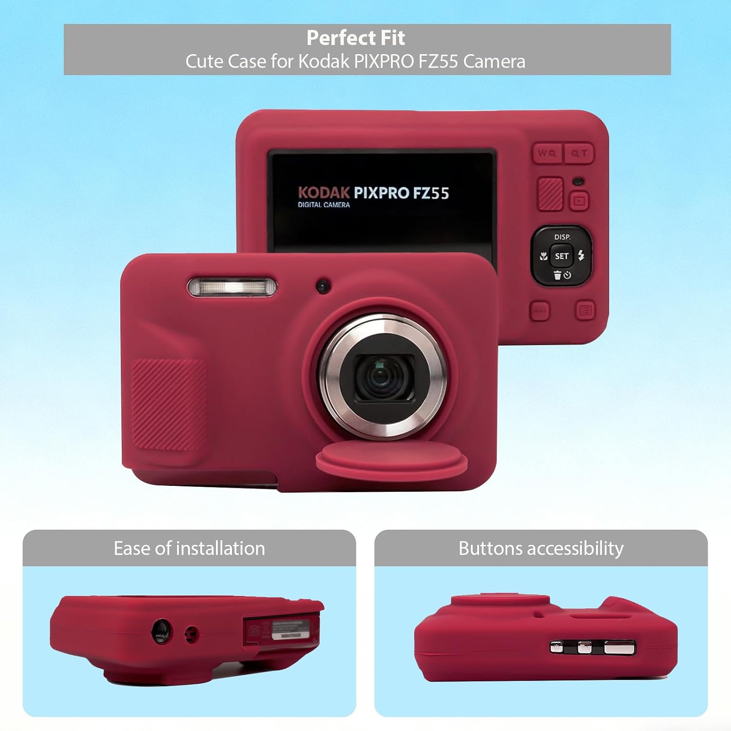 CARCASA PARA CÁMARA KODAK PIXPRO FZ55 FREVYVE ROJA - 3