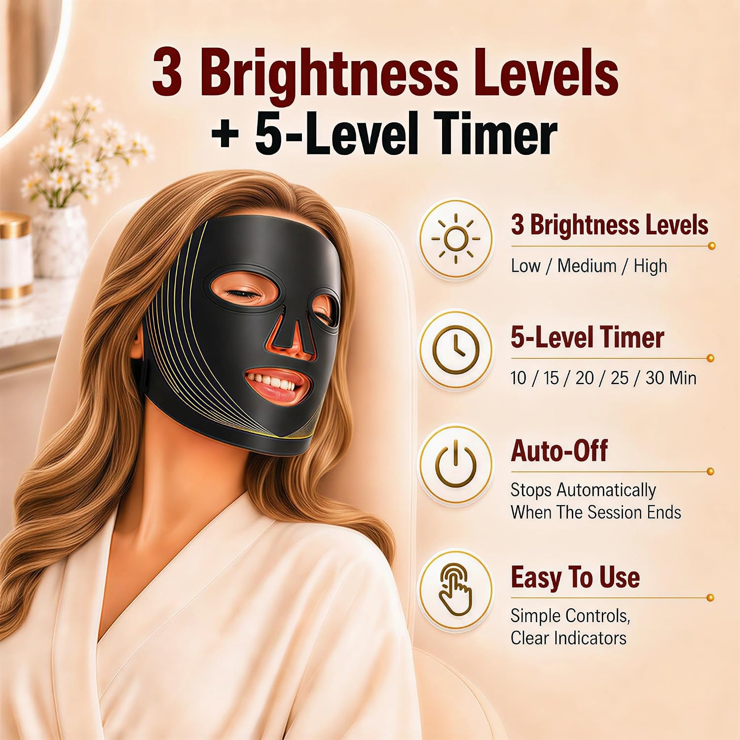 MASCARILLA FACIAL LED HSAIIAE CON TERAPIA DE LUZ ROJA Y 4 LONGITUDES DE ONDA - 3