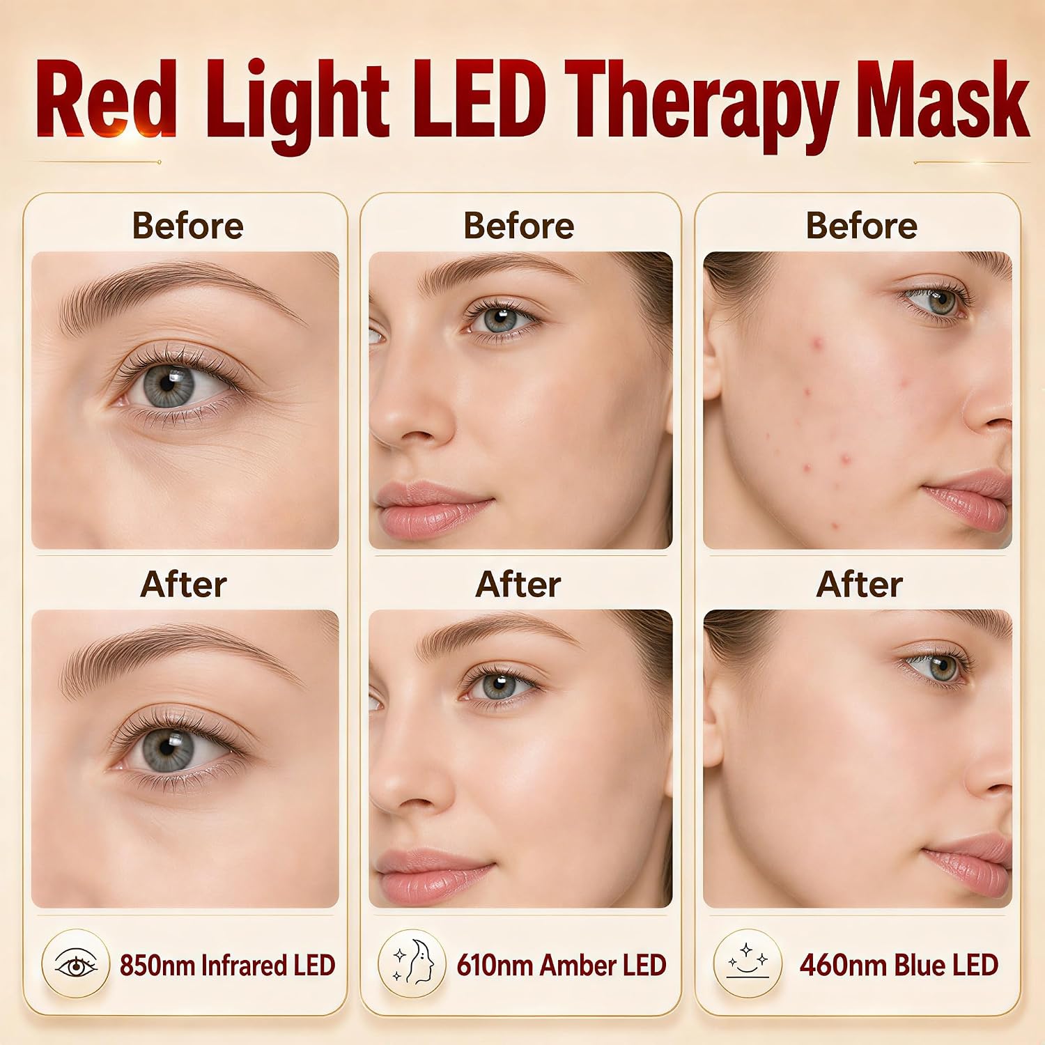 MASCARILLA FACIAL LED HSAIIAE CON TERAPIA DE LUZ ROJA Y 4 LONGITUDES DE ONDA - 4