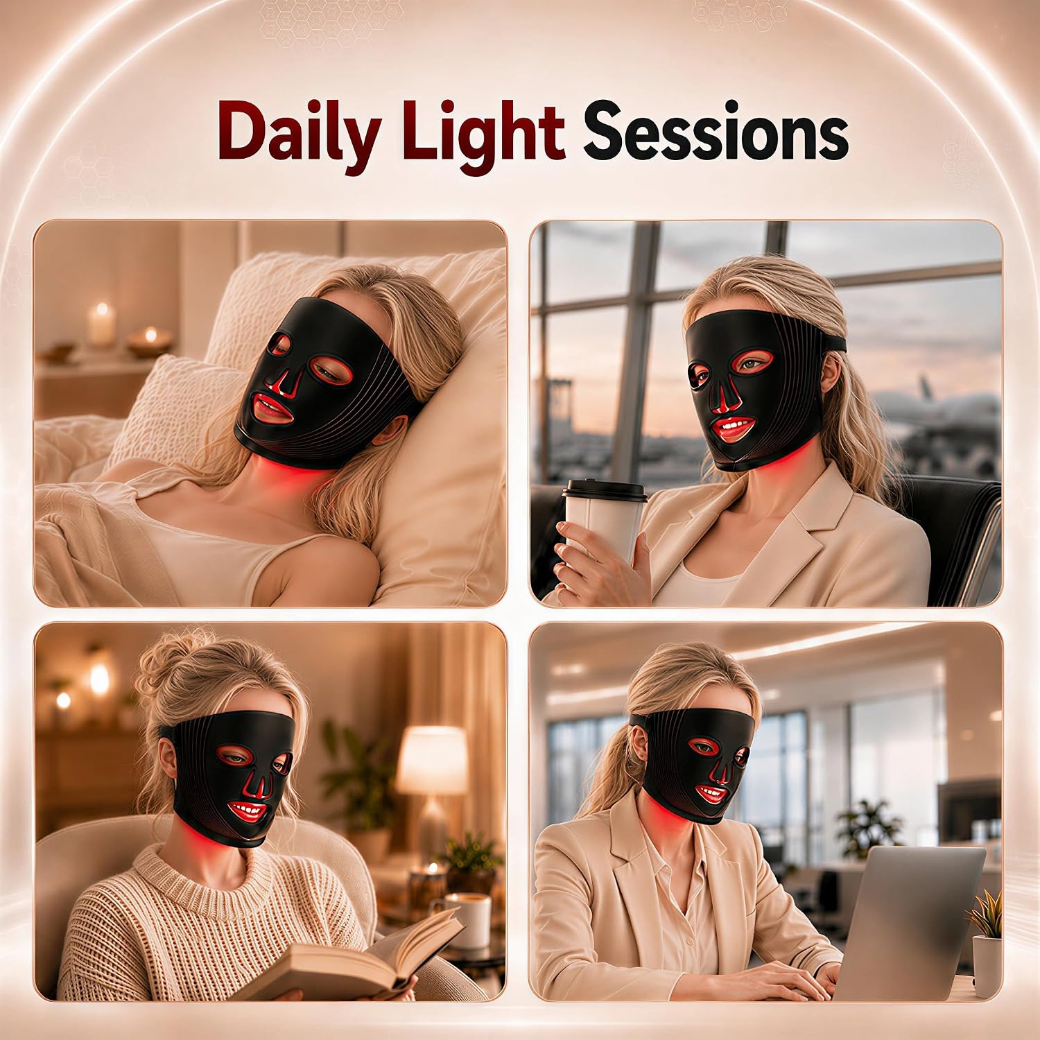 MASCARILLA FACIAL LED HSAIIAE CON TERAPIA DE LUZ ROJA Y 4 LONGITUDES DE ONDA - 5