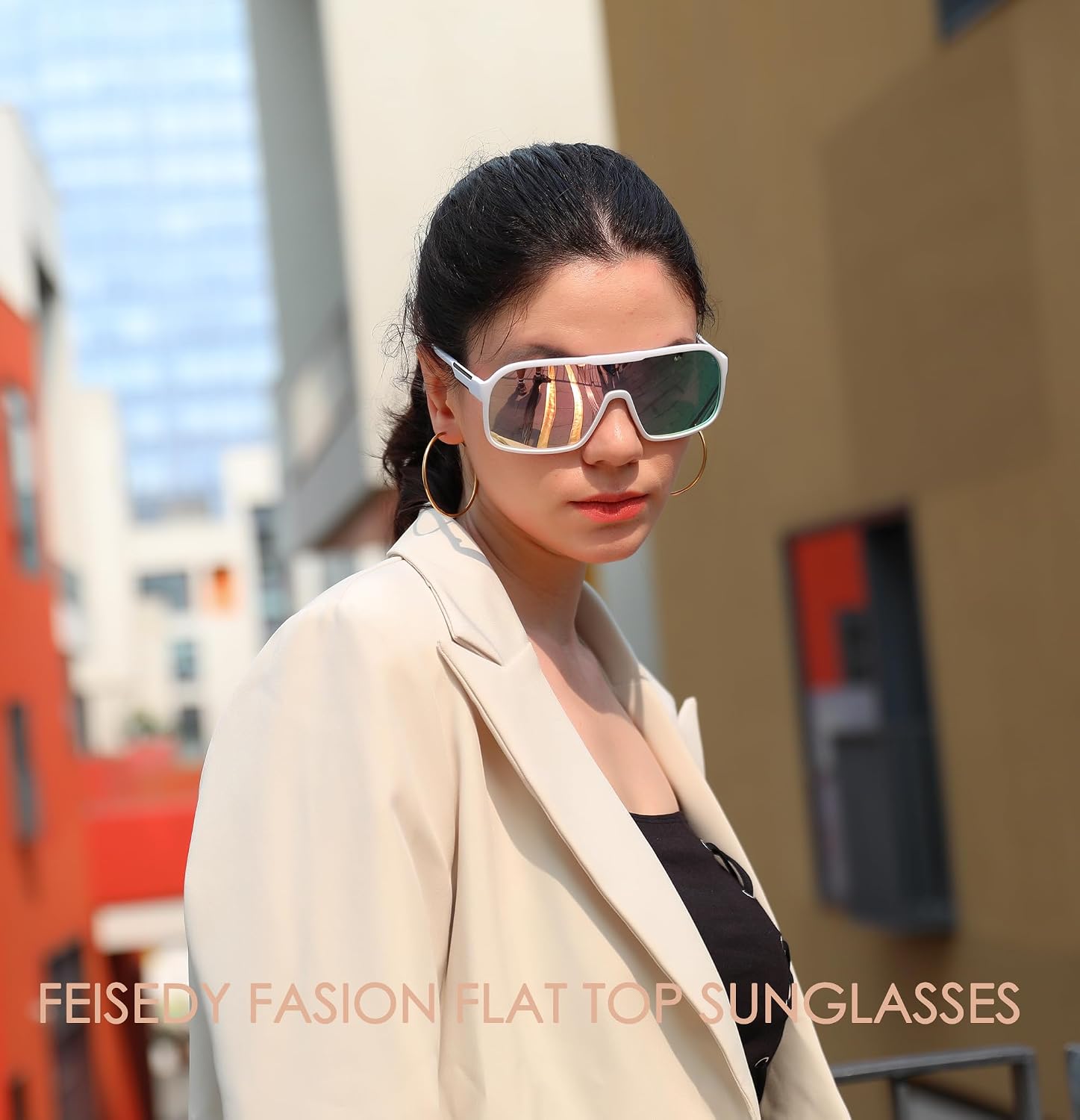 LENTES DE SOL FEISEDY B0122 POLARIZADOS CON LENTE REFLECTANTE OVERSIZED - 3