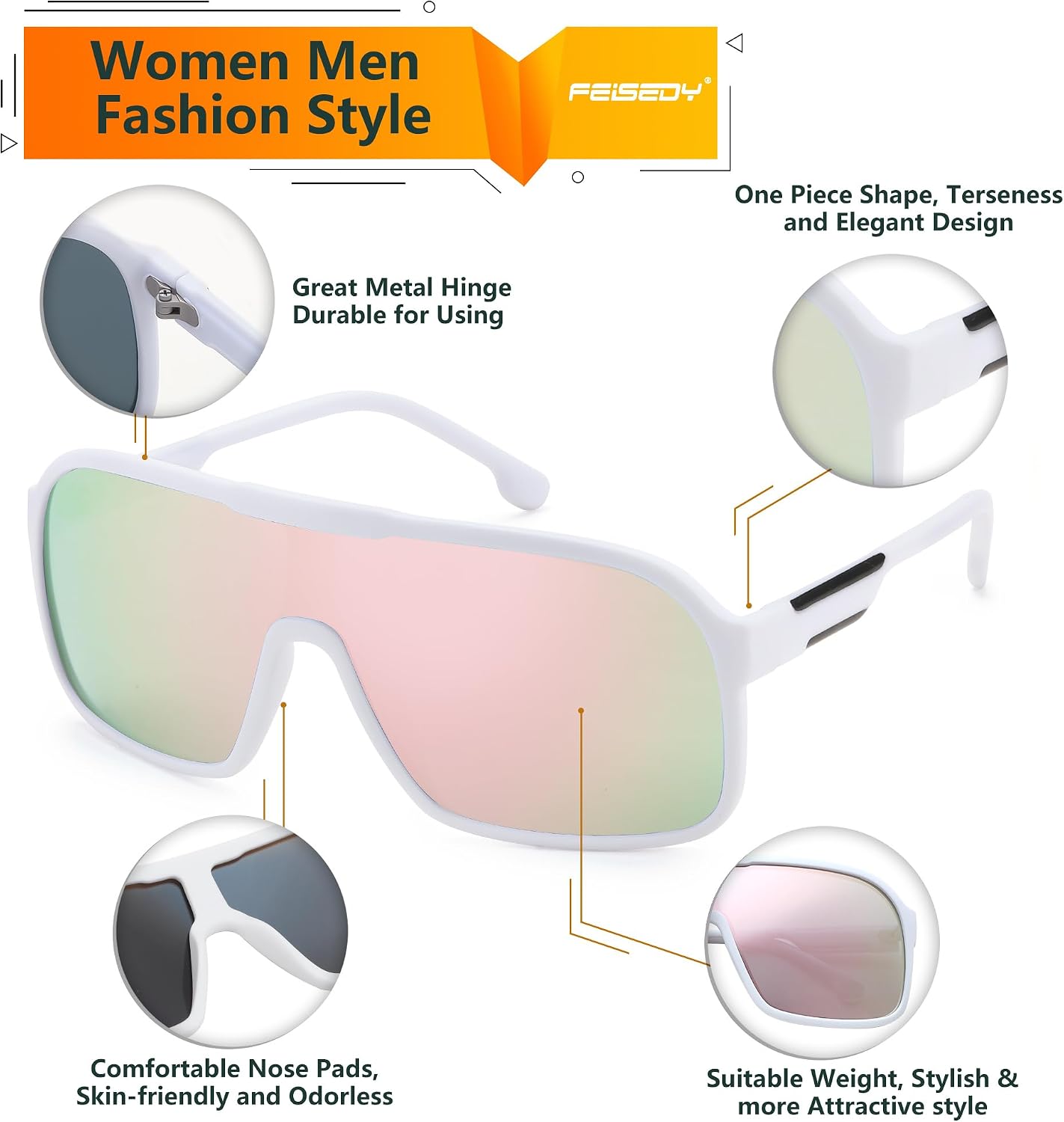 LENTES DE SOL FEISEDY B0122 POLARIZADOS CON LENTE REFLECTANTE OVERSIZED - 5