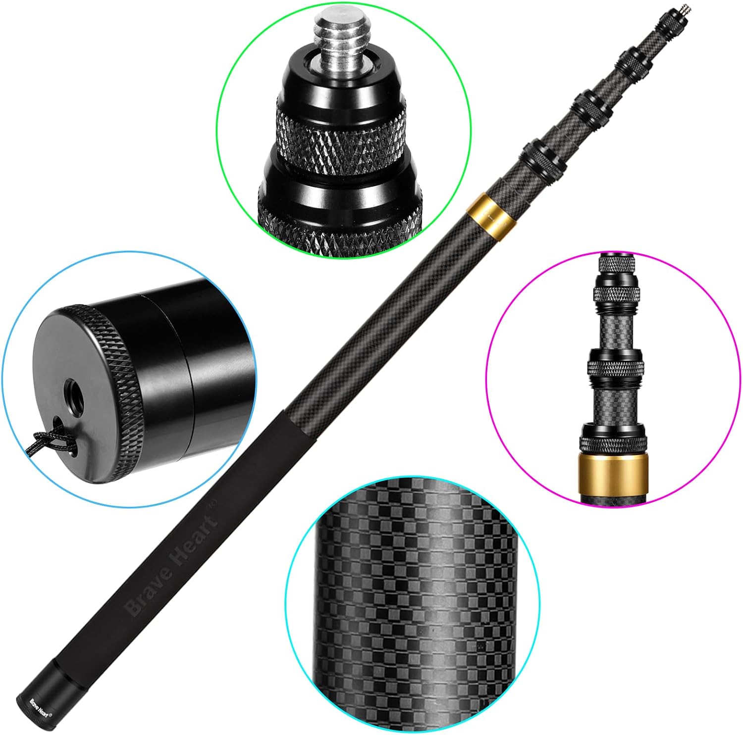 SELFIE STICK DE FIBRA DE CARBONO SALYMECONY 3.0 M PARA CÁMARAS INSTA360 Y GOPRO - 5