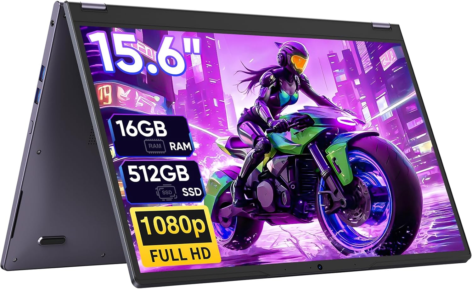 LAPTOP 2 EN 1 TYLVX 15.6' FHD TOUCHSCREEN INTEL CORE M3-8100Y 16GB RAM 512GB SSD DEEP PURPLE - 1