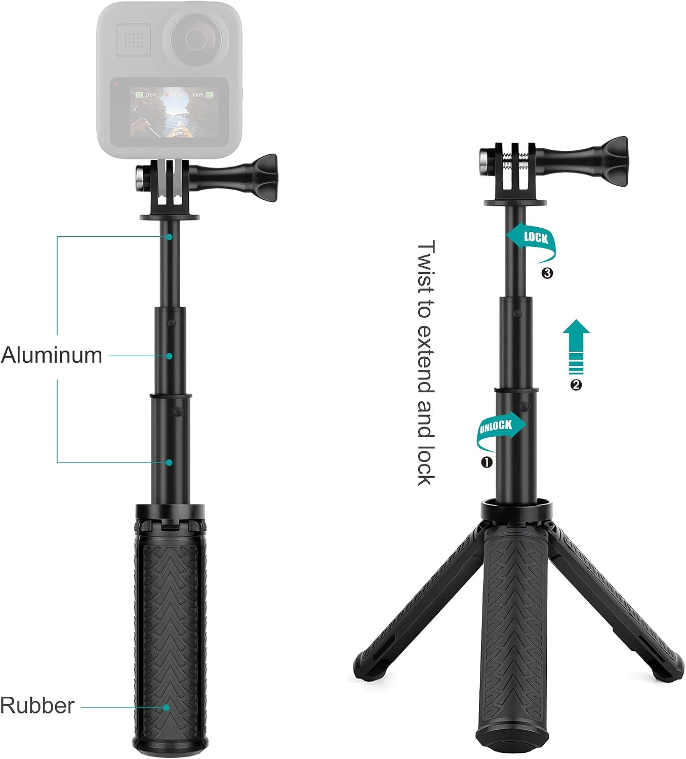 TRÍPODE MINI HAND GRIP SELFIE STICK GEPULY PARA GOPRO Y TELÉFONOS - 2