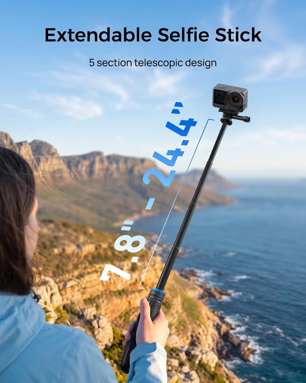 TRÍPODE PARA CÁMARA TELESIN MINI SELFIE STICK CON APERTURA AUTOMÁTICA 0.1S - 4